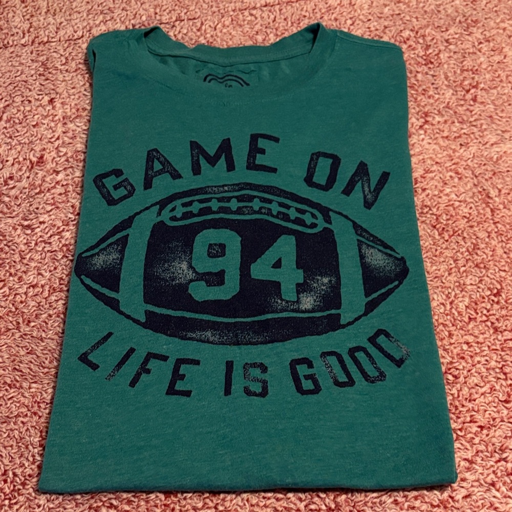 Life Is Good Teal Game On Tee